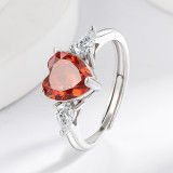 Colored Gemstone Ice Flower Diamond Love Ring Female Inlaid High Carbon Diamond Ring