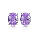 Colored Gemstone Ice Flower Cut Pigeon Egg Earnail Inlaid with Super Flash High Carbon Diamond Ear Jewelry