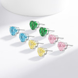 Colored Gemstone Ice Flower Cut Love Earnail Inlaid Explosive High Carbon Diamond Papalacha Earrings