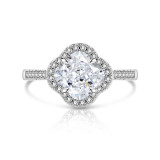 Sparkling Ice Flower Cut High Carbon Diamond Clover Ring Lucky Grass Ring