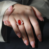 Ice flower cut high carbon diamond pigeon egg ring women's colorful treasure zircon color separation jewelry