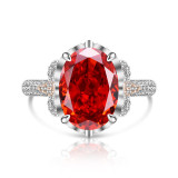 Ice flower cut high carbon diamond pigeon egg ring women's colorful treasure zircon color separation jewelry