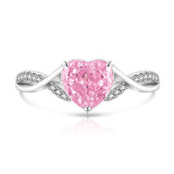 Colored Gemstone Ice Flower Cut Love Ring Super Flash Papalacha High Carbon Diamond Heart Ring