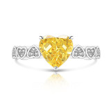Colored Gemstone Ice Flower Cutting Love Ring Sparkling High Carbon Diamond Heart Ring