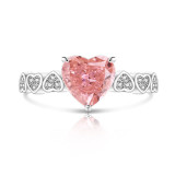 Colored Gemstone Ice Flower Cutting Love Ring Sparkling High Carbon Diamond Heart Ring