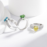 Ice Flower Cut Color Treasure Love Ring Set with Super Flash High Carbon Diamond Papalacha Ring
