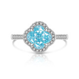 Sparkling Ice Flower Cut High Carbon Diamond Clover Ring Lucky Grass Ring