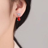 Colored Gemstone Ice Flower Cut Butterfly Knot Earnail Inlay Sparkling Papalacha High Carbon Diamond Pear shaped Earaccessory