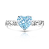 Colored Gemstone Ice Flower Cutting Love Ring Sparkling High Carbon Diamond Heart Ring