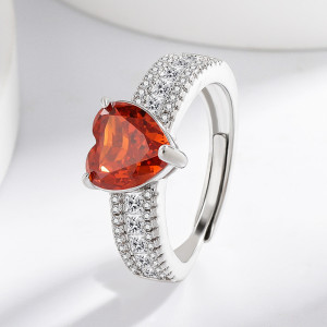 Ice Flower Cut Color Treasure Love Ring Set with Super Flash High Carbon Diamond Papalacha Ring