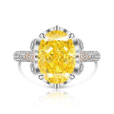 Ice flower cut high carbon diamond pigeon egg ring women's colorful treasure zircon color separation jewelry