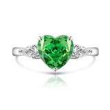 Colored Gemstone Ice Flower Diamond Love Ring Female Inlaid High Carbon Diamond Ring