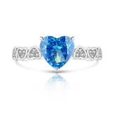 Colored Gemstone Ice Flower Cutting Love Ring Sparkling High Carbon Diamond Heart Ring