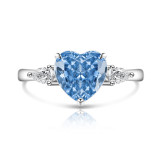 Colored Gemstone Ice Flower Diamond Love Ring Female Inlaid High Carbon Diamond Ring