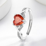 Colored Gemstone Ice Flower Cut Love Ring Super Flash Papalacha High Carbon Diamond Heart Ring