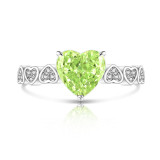 Colored Gemstone Ice Flower Cutting Love Ring Sparkling High Carbon Diamond Heart Ring