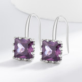 Square colored zircon earrings for women with a niche design, earrings and pendants