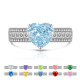 Ice Flower Cut Color Treasure Love Ring Set with Super Flash High Carbon Diamond Papalacha Ring