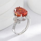 Ice flower cut high carbon diamond pigeon egg ring women's colorful treasure zircon color separation jewelry