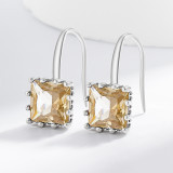 Square colored zircon earrings for women with a niche design, earrings and pendants