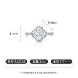Colored Gemstone Ice Flower Cutting Clover Ring, Sparkling High Carbon Diamond Ring