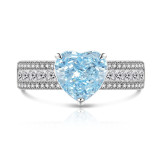Ice Flower Cut Color Treasure Love Ring Set with Super Flash High Carbon Diamond Papalacha Ring