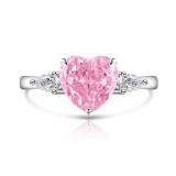 Colored Gemstone Ice Flower Diamond Love Ring Female Inlaid High Carbon Diamond Ring