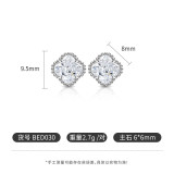 Ice Flower Cut High Carbon Diamond Clover Earnail Color Treasure Earrings