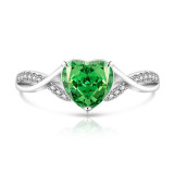 Colored Gemstone Ice Flower Cut Love Ring Super Flash Papalacha High Carbon Diamond Heart Ring
