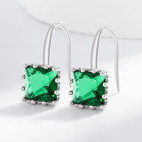 Square colored zircon earrings for women with a niche design, earrings and pendants
