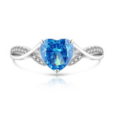 Colored Gemstone Ice Flower Cut Love Ring Super Flash Papalacha High Carbon Diamond Heart Ring