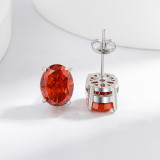 Colored Gemstone Ice Flower Cut Pigeon Egg Earnail Inlaid with Super Flash High Carbon Diamond Ear Jewelry
