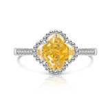 Colored Gemstone Ice Flower Cutting Clover Ring, Sparkling High Carbon Diamond Ring