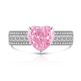 Ice Flower Cut Color Treasure Love Ring Set with Super Flash High Carbon Diamond Papalacha Ring