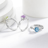 Colored Gemstone Ice Flower Cut Love Ring Super Flash Papalacha High Carbon Diamond Heart Ring