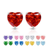 Colored Gemstone Ice Flower Cut Love Earnail Inlaid Explosive High Carbon Diamond Papalacha Earrings