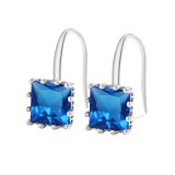Square colored zircon earrings for women with a niche design, earrings and pendants