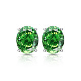 Colored Gemstone Ice Flower Cut Pigeon Egg Earnail Inlaid with Super Flash High Carbon Diamond Ear Jewelry