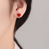 Colored Gemstone Ice Flower Cut Love Earnail Inlaid Explosive High Carbon Diamond Papalacha Earrings