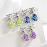 Colored Gemstone Ice Flower Cut Butterfly Knot Earnail Inlay Sparkling Papalacha High Carbon Diamond Pear shaped Earaccessory