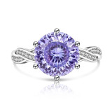 Women's Colored Gemstone Ring with Violet High-Carbon Diamond Inlay Jewelry