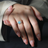 Sparkling Ice Flower Cut High Carbon Diamond Clover Ring Lucky Grass Ring