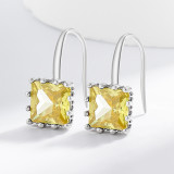 Square colored zircon earrings for women with a niche design, earrings and pendants