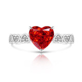 Colored Gemstone Ice Flower Cutting Love Ring Sparkling High Carbon Diamond Heart Ring