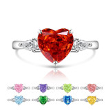 Colored Gemstone Ice Flower Diamond Love Ring Female Inlaid High Carbon Diamond Ring