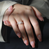 Colored Gemstone Ice Flower Cutting Love Ring Sparkling High Carbon Diamond Heart Ring