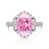 Ice flower cut high carbon diamond pigeon egg ring women's colorful treasure zircon color separation jewelry