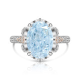 Ice flower cut high carbon diamond pigeon egg ring women's colorful treasure zircon color separation jewelry