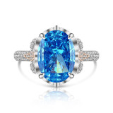 Ice flower cut high carbon diamond pigeon egg ring women's colorful treasure zircon color separation jewelry