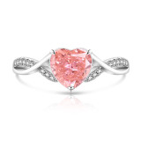 Colored Gemstone Ice Flower Cut Love Ring Super Flash Papalacha High Carbon Diamond Heart Ring